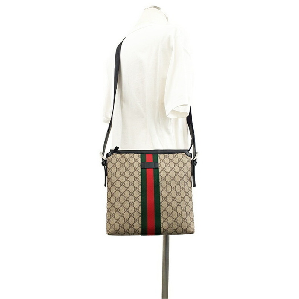 Gucci Shoulder GG Supreme Beige Web Brown Messenger Bag - Picture 9 of 9